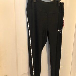 NWT Puma Black Leggings With Taped Side Stripe